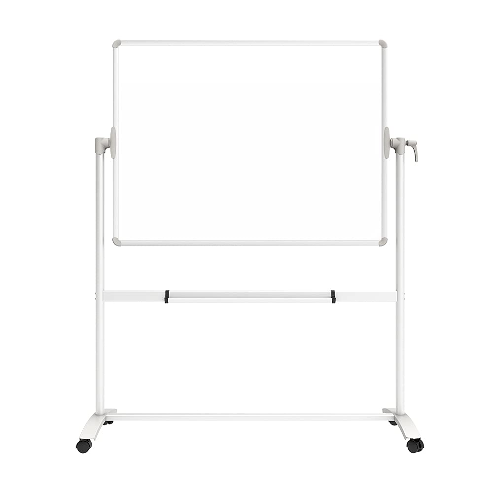 Double-Sided Magnetic Mobile Whiteboard on Wheels, 48 x 36 Inches Y9603