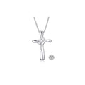 925 Sterling Silver Cross Necklace with 1 MM Box Chain G47473