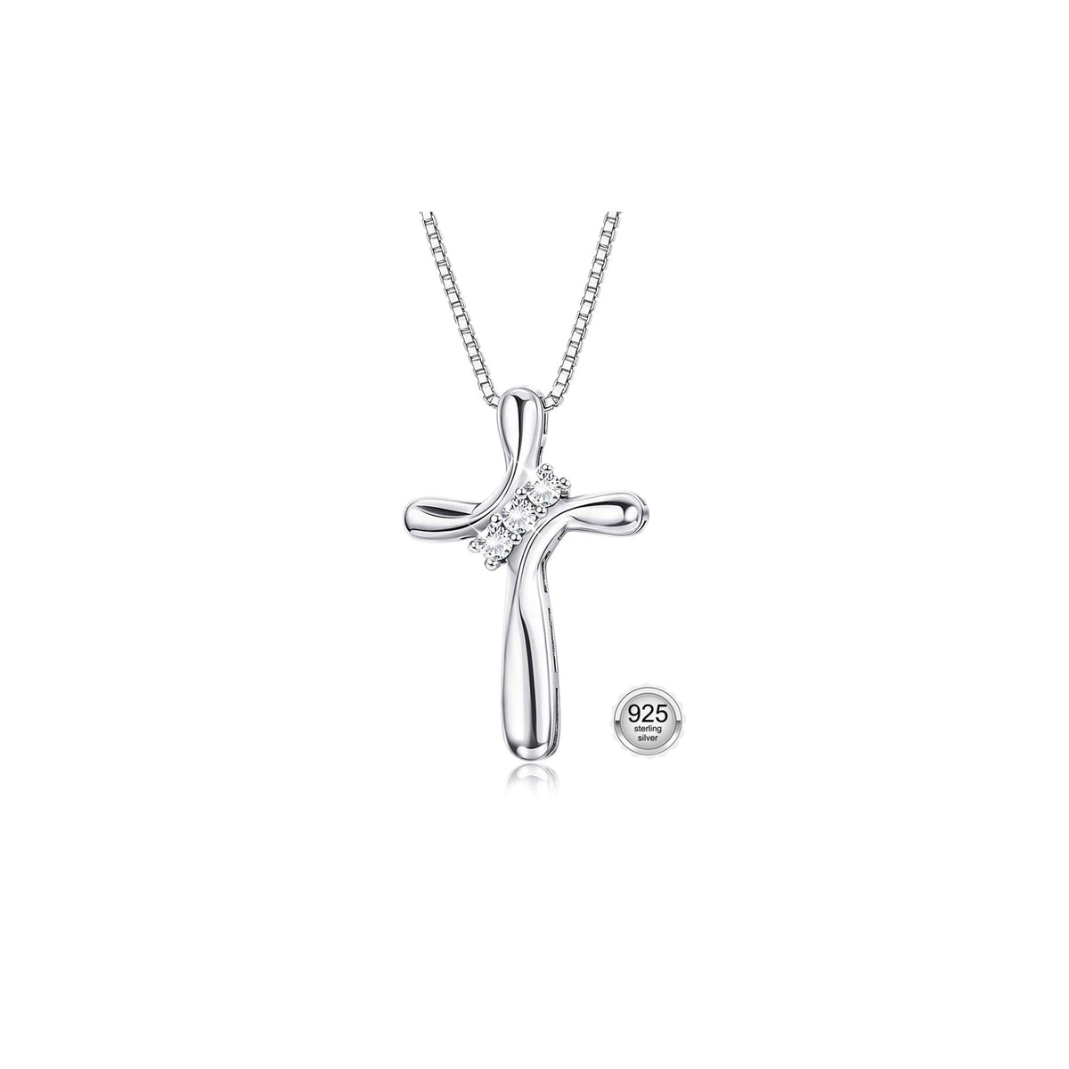 925 Sterling Silver Cross Necklace with 1 MM Box Chain G47473