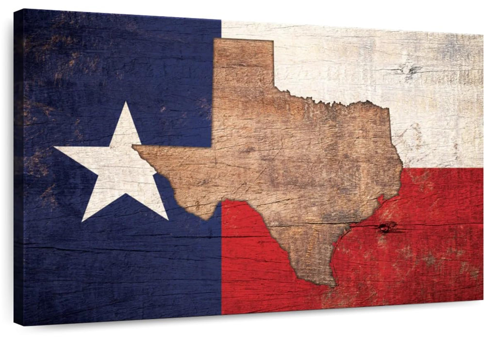 Texas Flag Horizontal Wrapped Canvas Wall Art W70993
