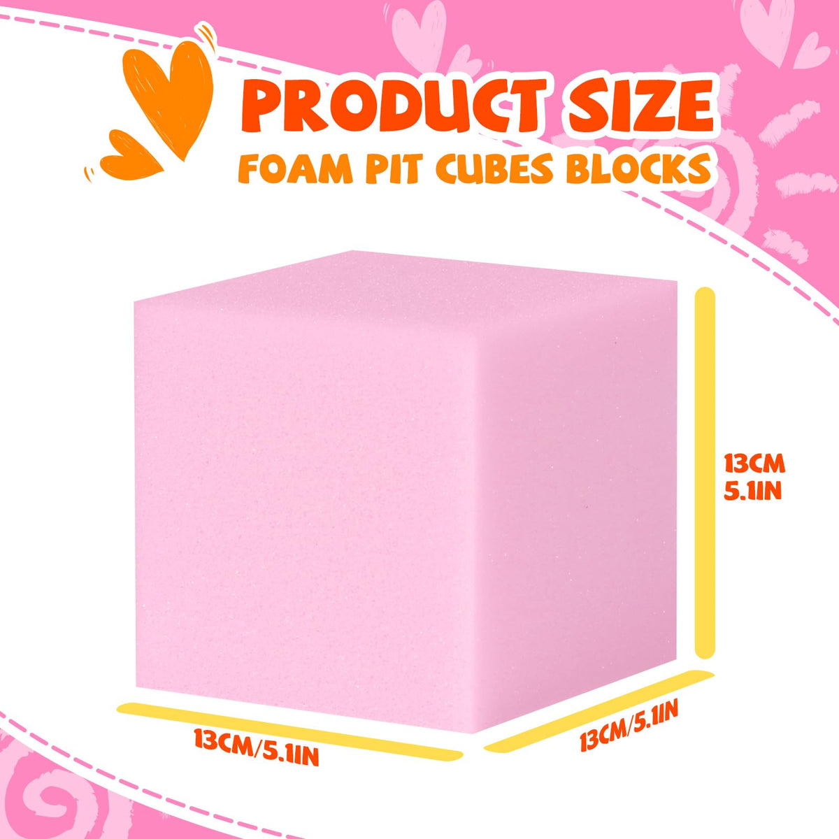 5 Inch Foam Cubes, 48-Pack Light Pink W229