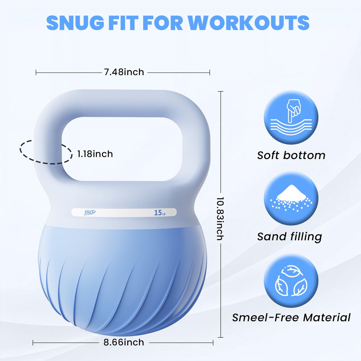 Soft Kettlebell 5/10/15 LBS Anti-Slip Wide-Grip Handle N231