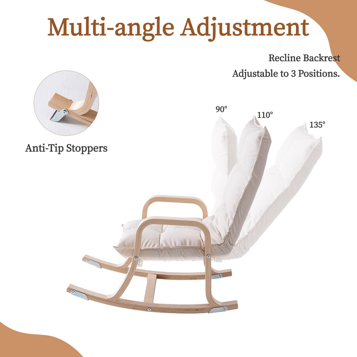 Kids' Rocking Chair with Soft Fabric (Beige) V2247