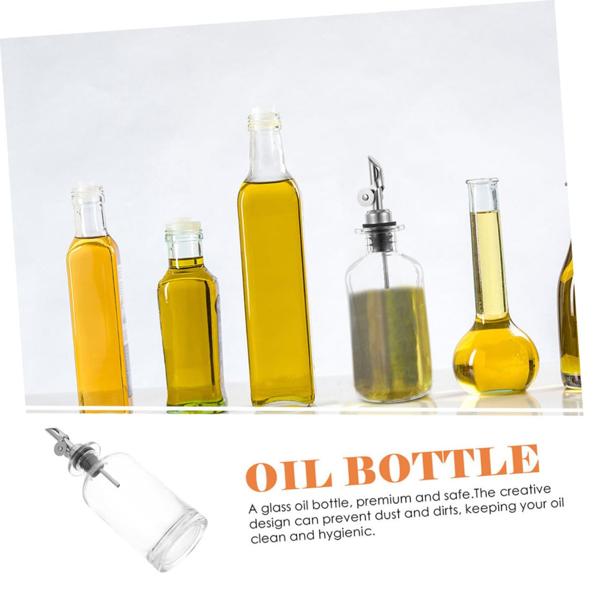 2pcs 500ml Stainless Steel Glass Oil Dispenser Bottles X435247
