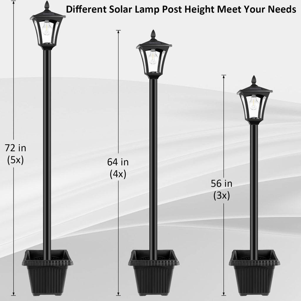 72" Waterproof Solar Outdoor Light with Planter E9657