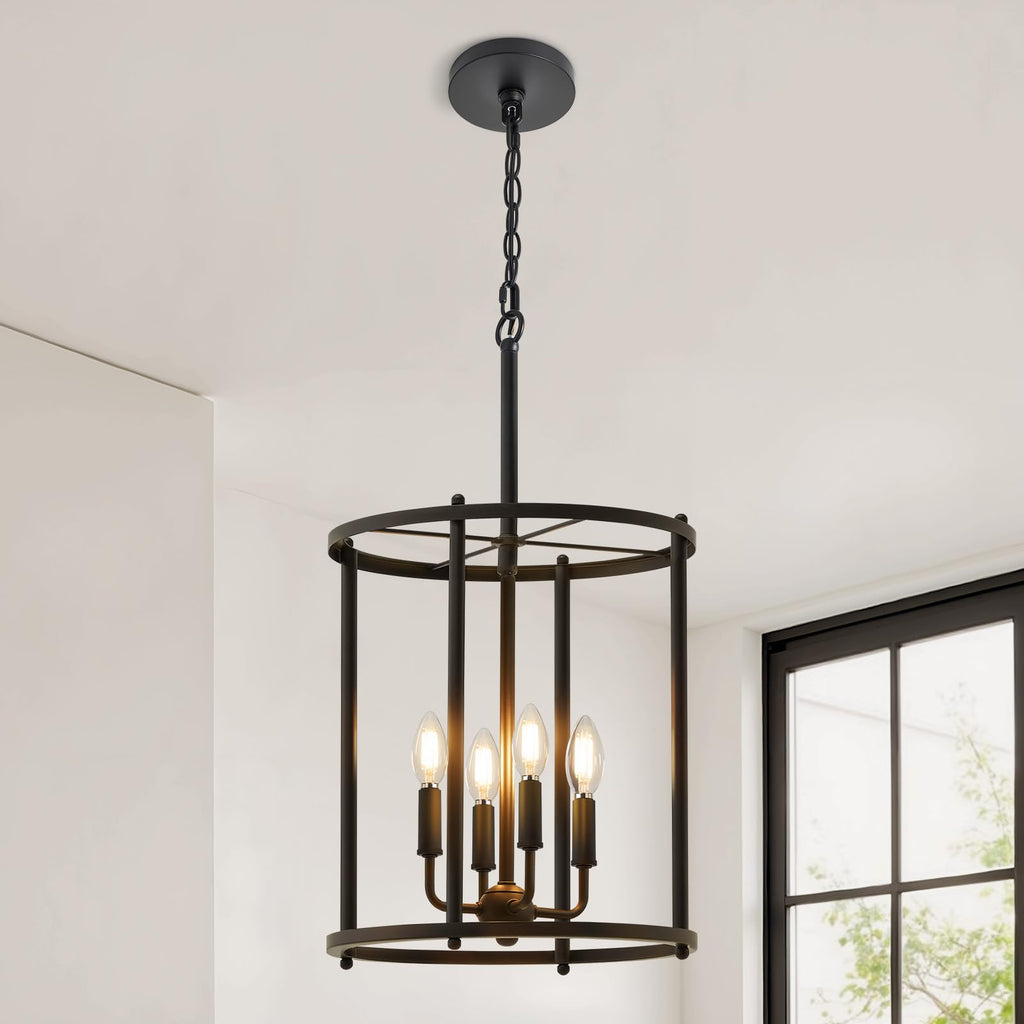 Black 4-Light Lantern Ceiling Light Fixture L935