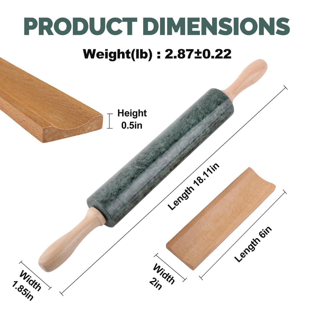 Natural Marble Rolling Pin with Mat and Scraper I279656