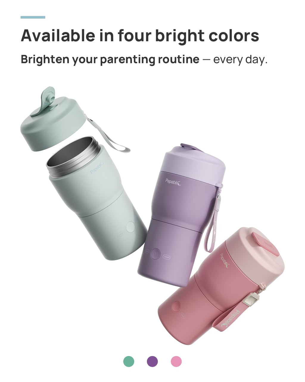Portable Bottle Warmer with Sterilizer, 5 Temp Settings, Mint Green Y1764