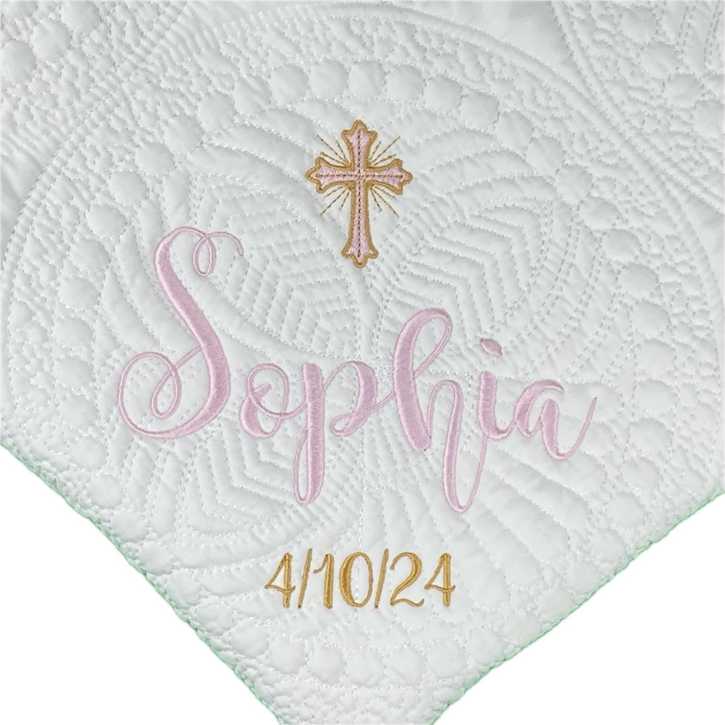 Custom Embroidered Baby Quilt Blankets, 2 Sizes F490