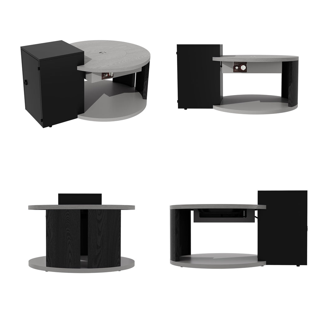 50,000 BTU Round Propane Gas Fire Pit Table with Storage Cabinet Q925160