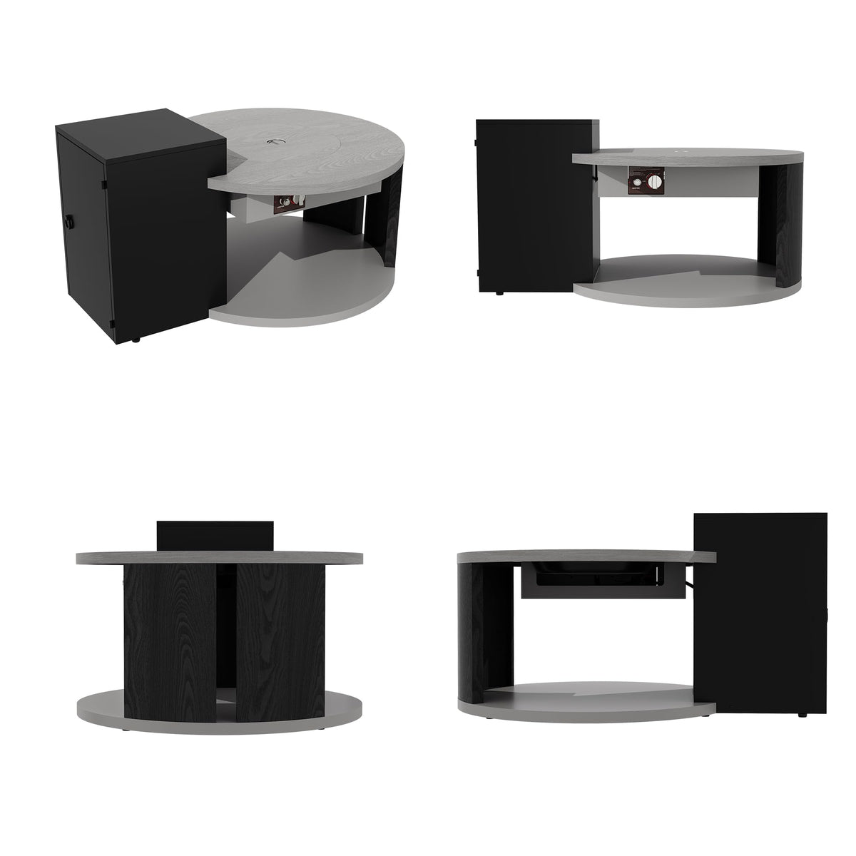 50,000 BTU Round Propane Gas Fire Pit Table with Storage Cabinet Q925160