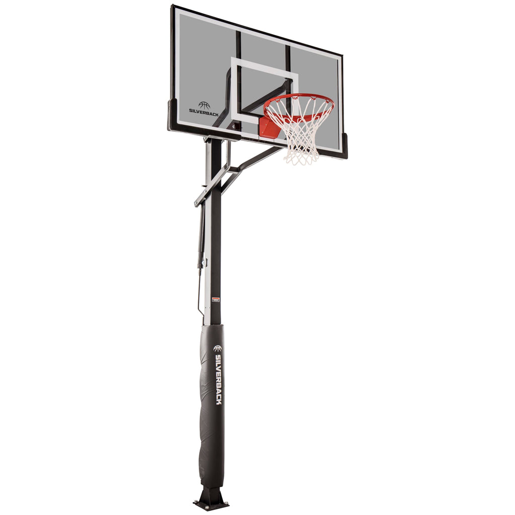 Height Adjustable In-Ground Basketball Hoop with Tempered Glass Backboard X6917