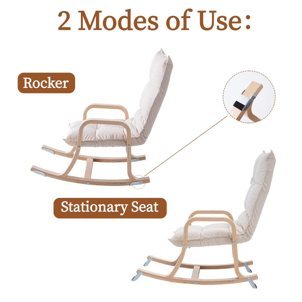 Kids' Rocking Chair with Soft Fabric (Beige) V2247