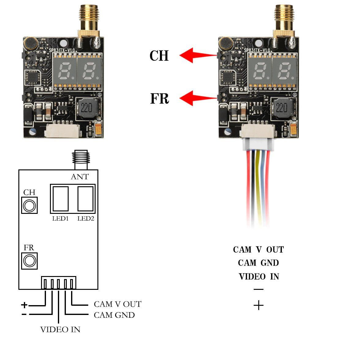 5.8G 600mW FPV Transmitter 700TVL 2.8mm 120 Degree FPV Camera W899