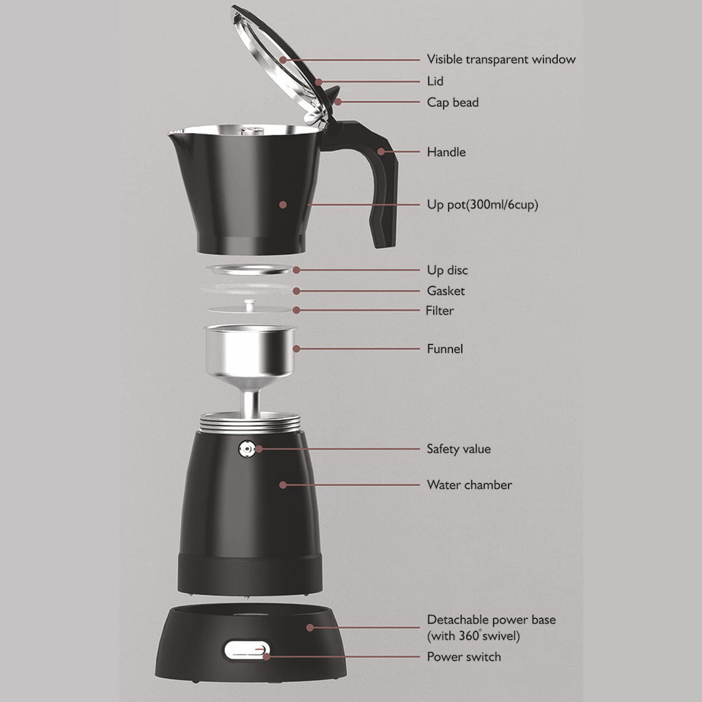 300ML 6 Cup Electric Mocha Pot Coffee Maker I8970