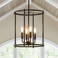 Black 4-Light Lantern Ceiling Light Fixture L935