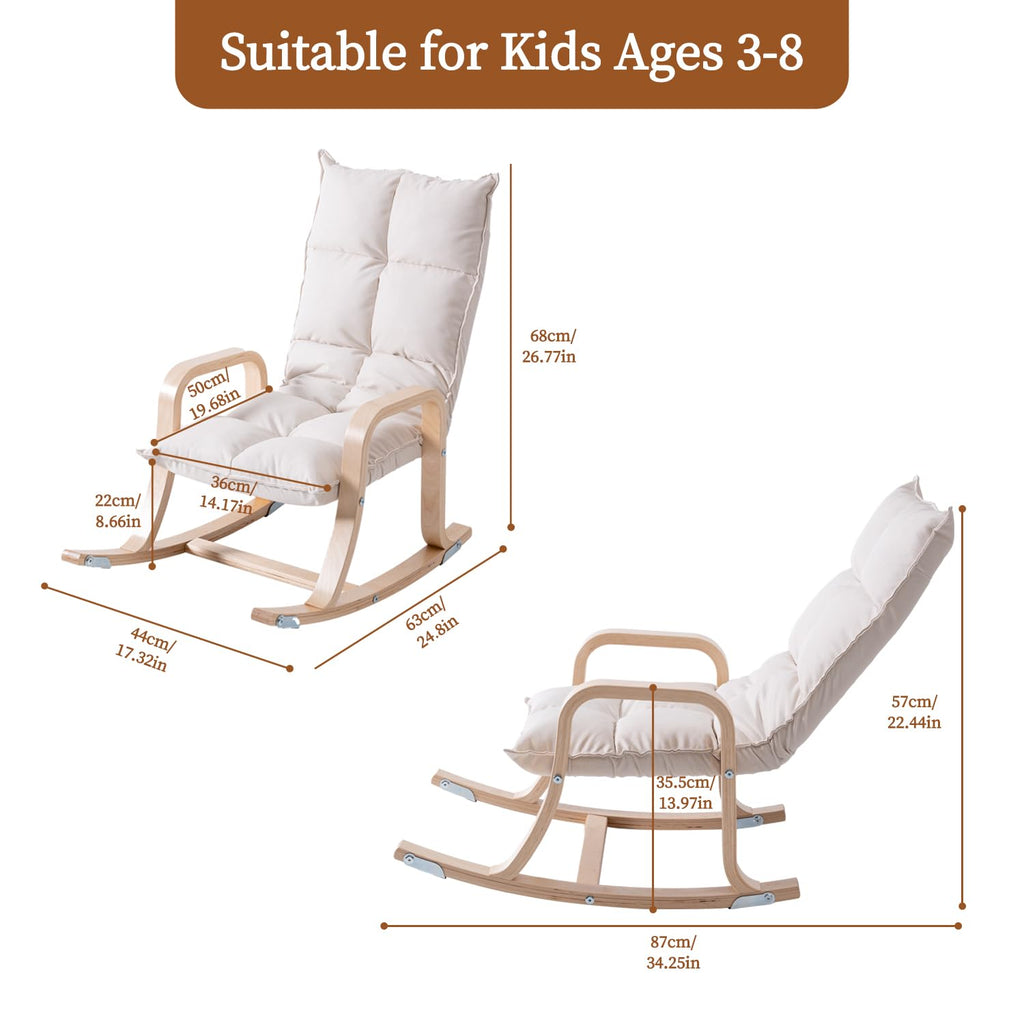 Kids' Rocking Chair with Soft Fabric (Beige) V2247