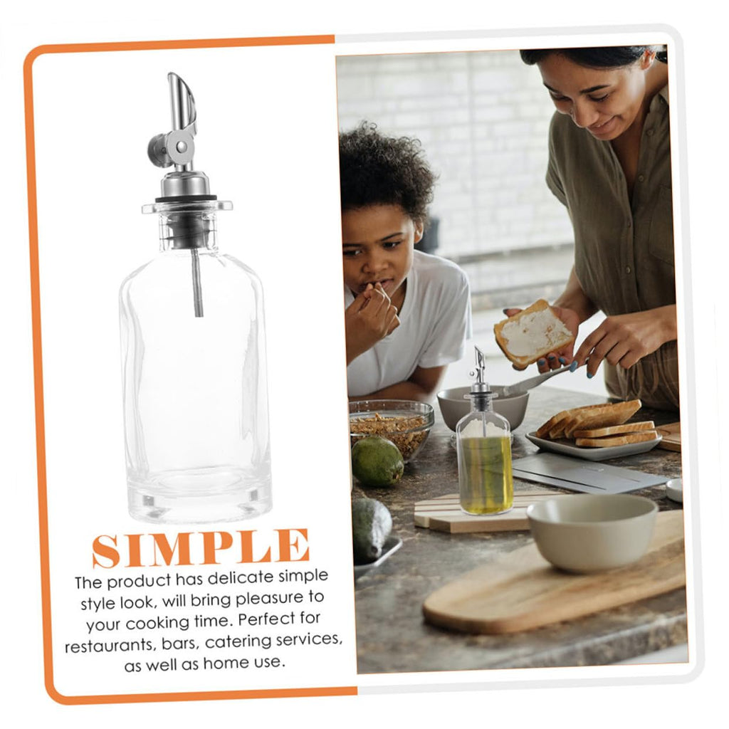 2pcs 500ml Stainless Steel Glass Oil Dispenser Bottles X435247