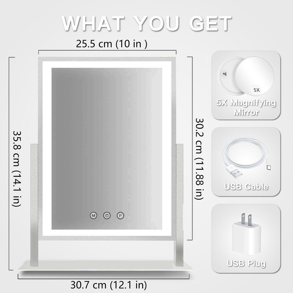 Lighted Makeup Mirror with 5X Magnification, White H458