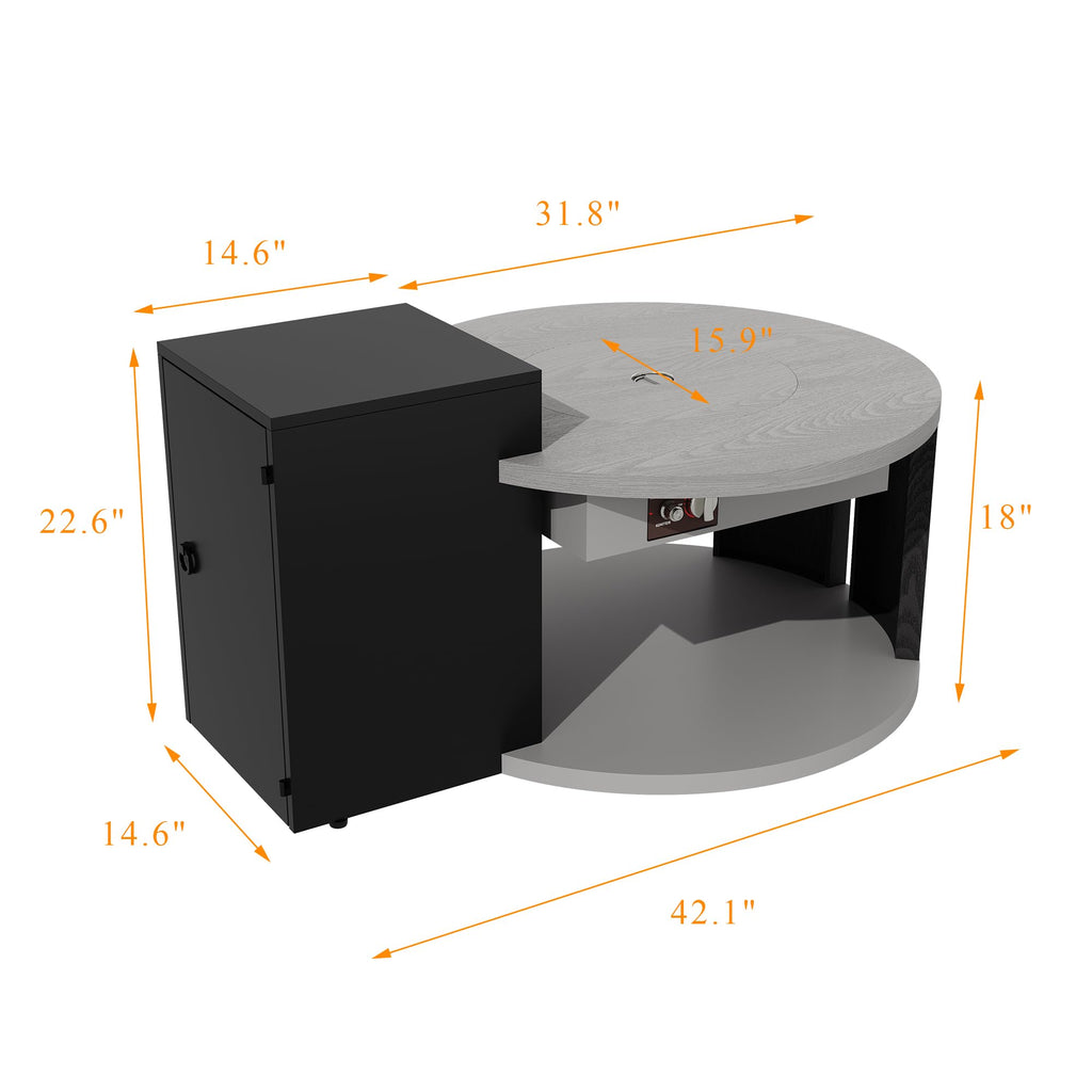 50,000 BTU Round Propane Gas Fire Pit Table with Storage Cabinet Q925160