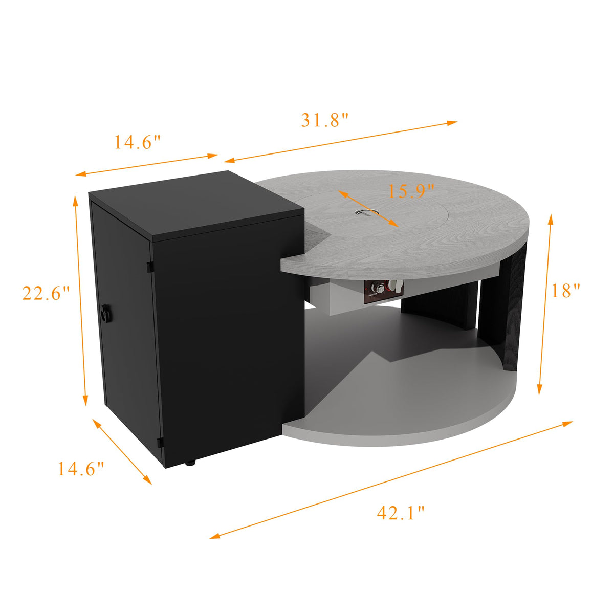 50,000 BTU Round Propane Gas Fire Pit Table with Storage Cabinet Q925160