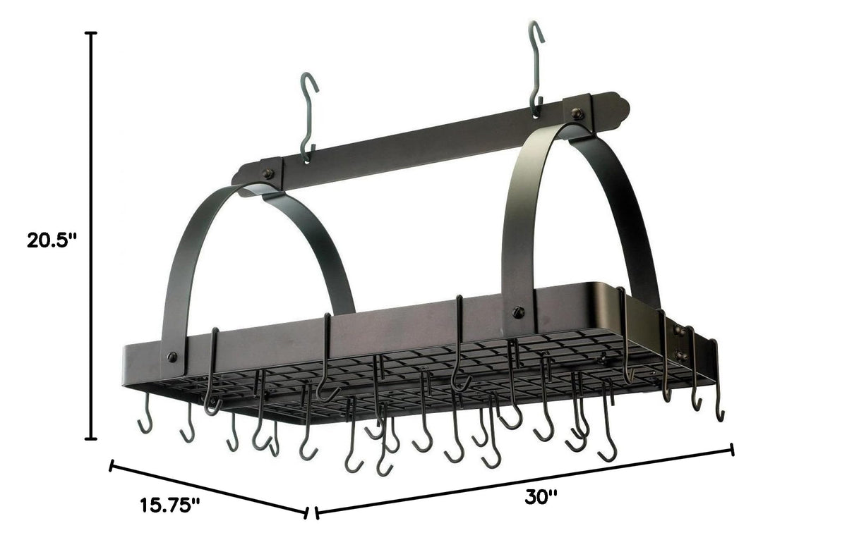Hanging Pot Rack with Grid & 24 Hooks Q36898