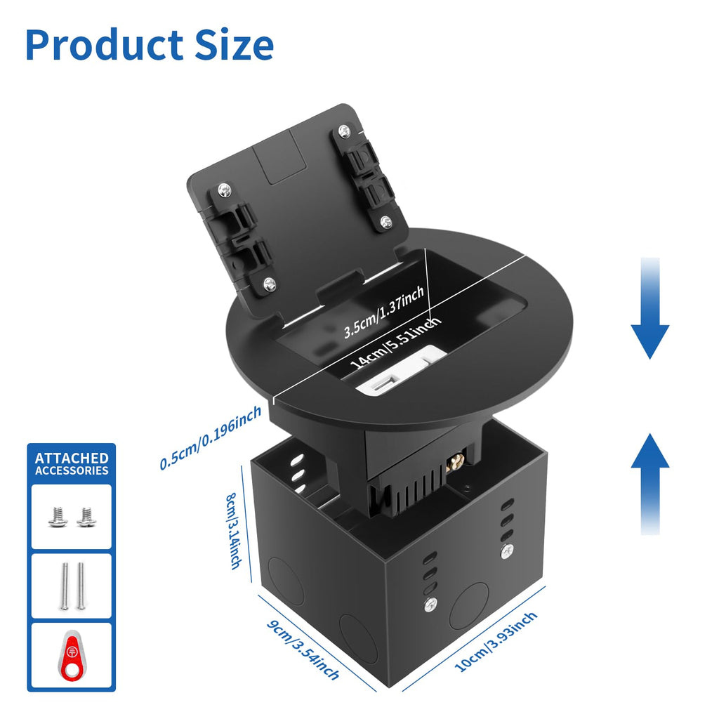 Recessed Floor Outlet Box 1-Gang with USB A Charging Port K5279