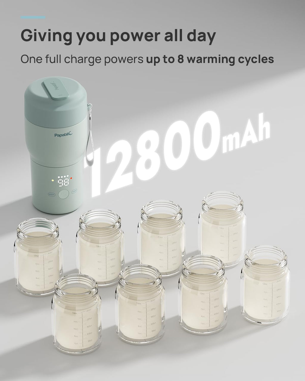 Portable Bottle Warmer with Sterilizer, 5 Temp Settings, Mint Green Y1764