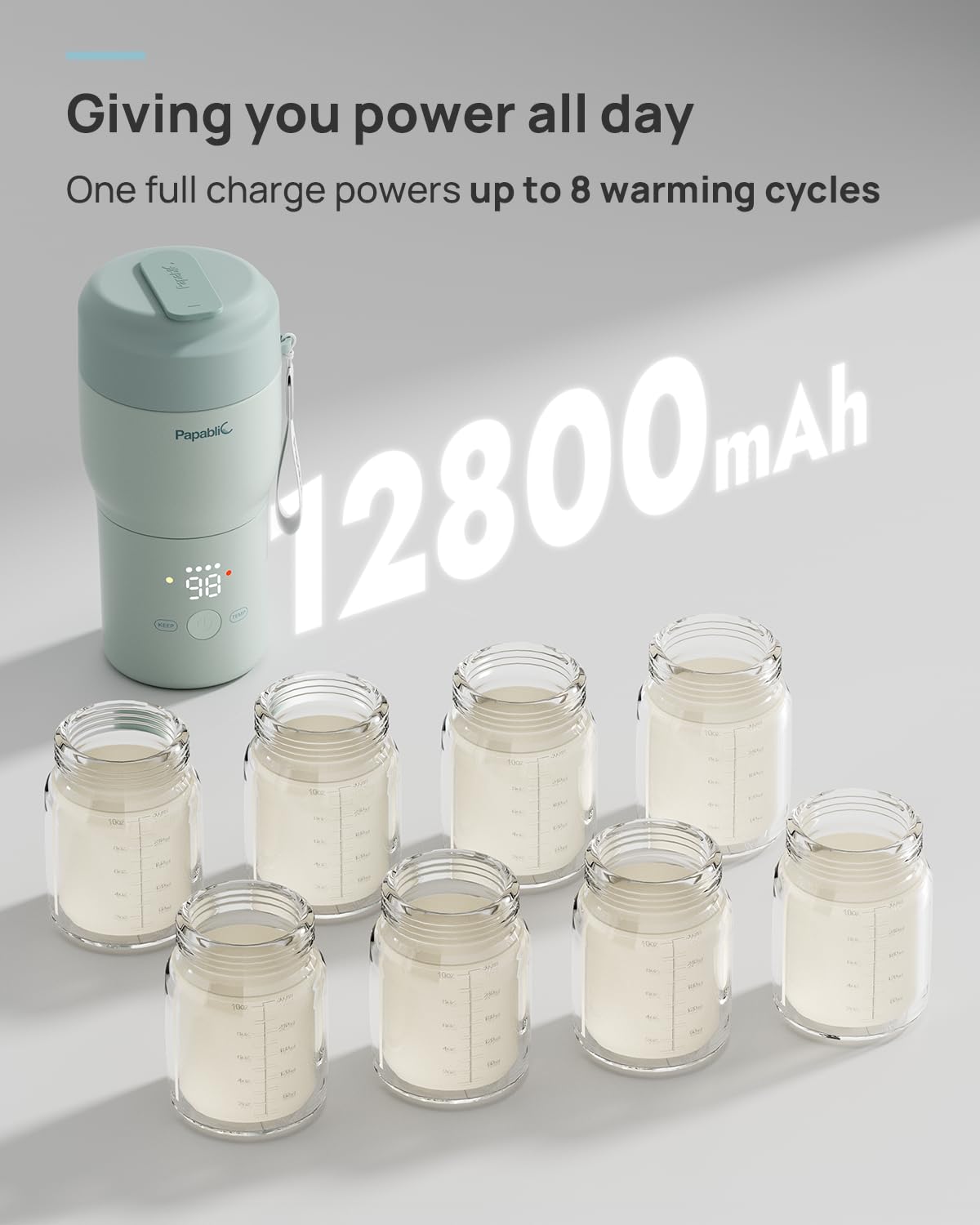 Portable Bottle Warmer with Sterilizer, 5 Temp Settings, Mint Green Y1764