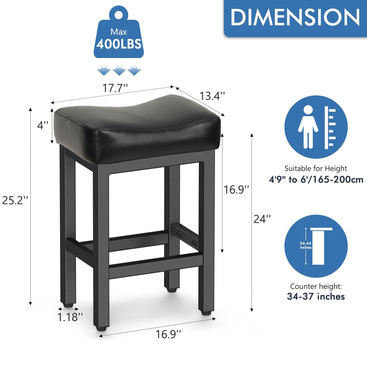 Bonded Leather Counter Height Bar Stools Set of 2 Q15144