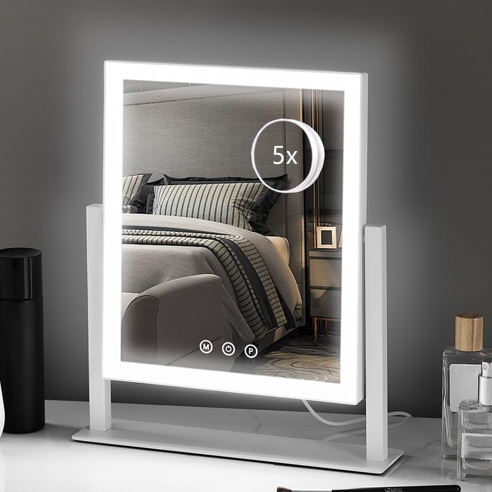 Lighted Makeup Mirror with 5X Magnification, White H458