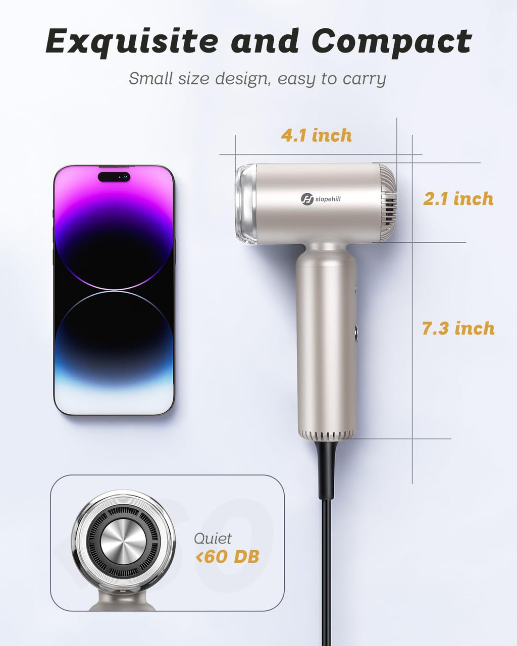 Gold 1500W Ionic Travel Hair Dryer with Diffuser T361695