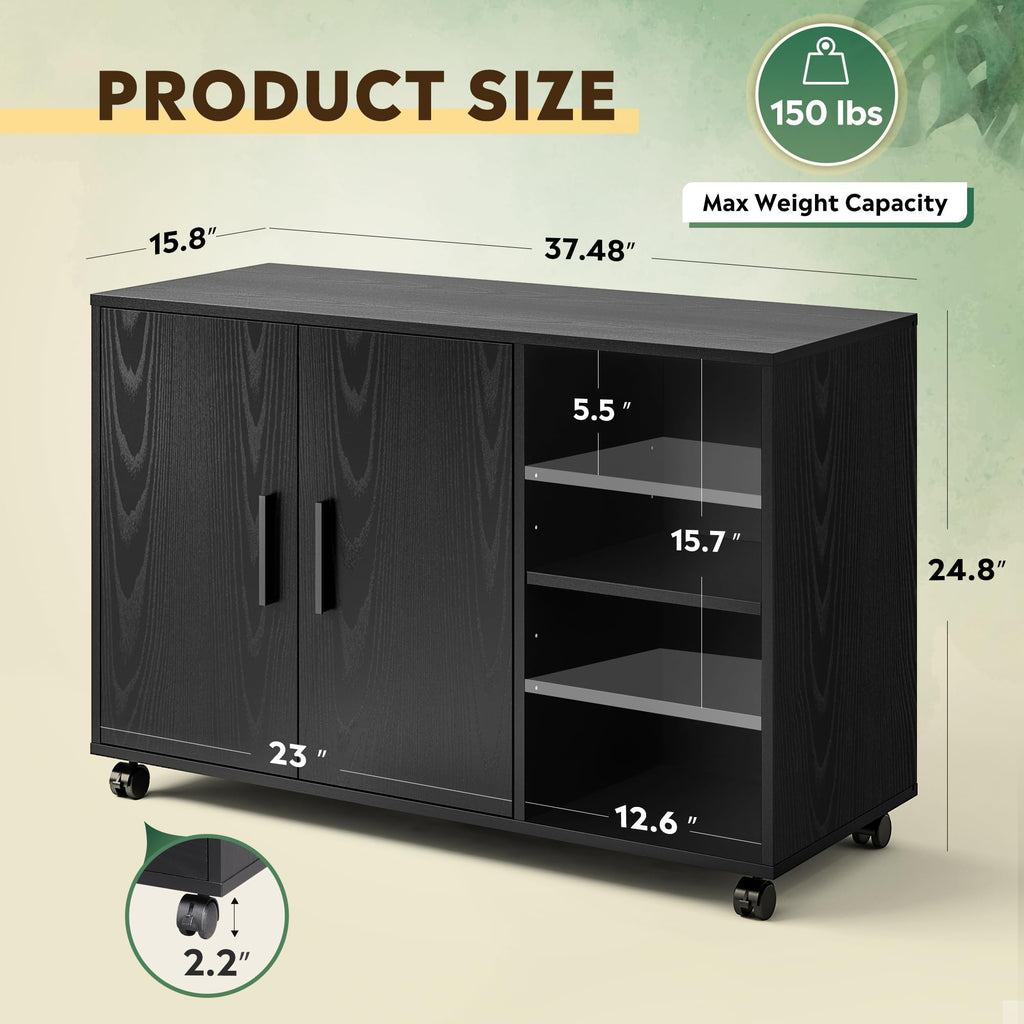 Black Rolling Office File Cabinet Q665326
