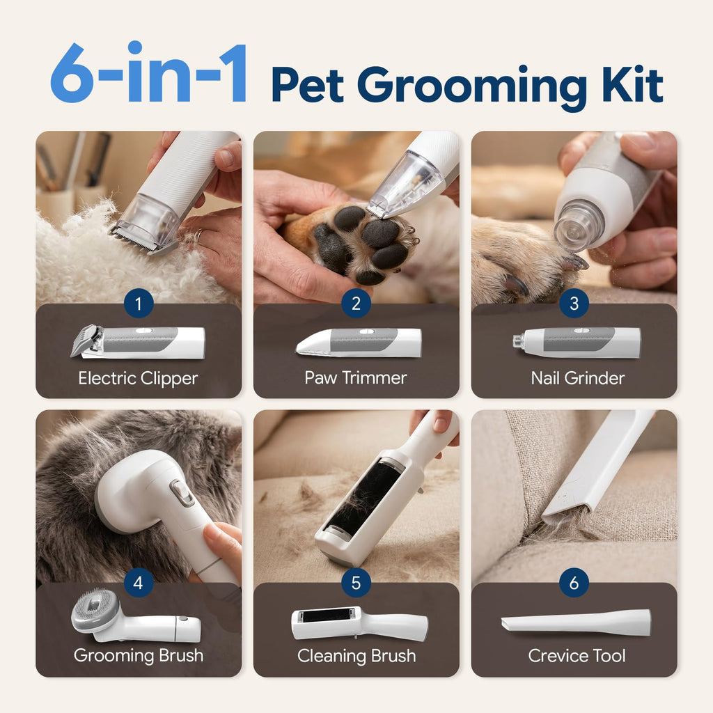 6-in-1 Dog Grooming Vacuum Kit with Nail Grinder K54013