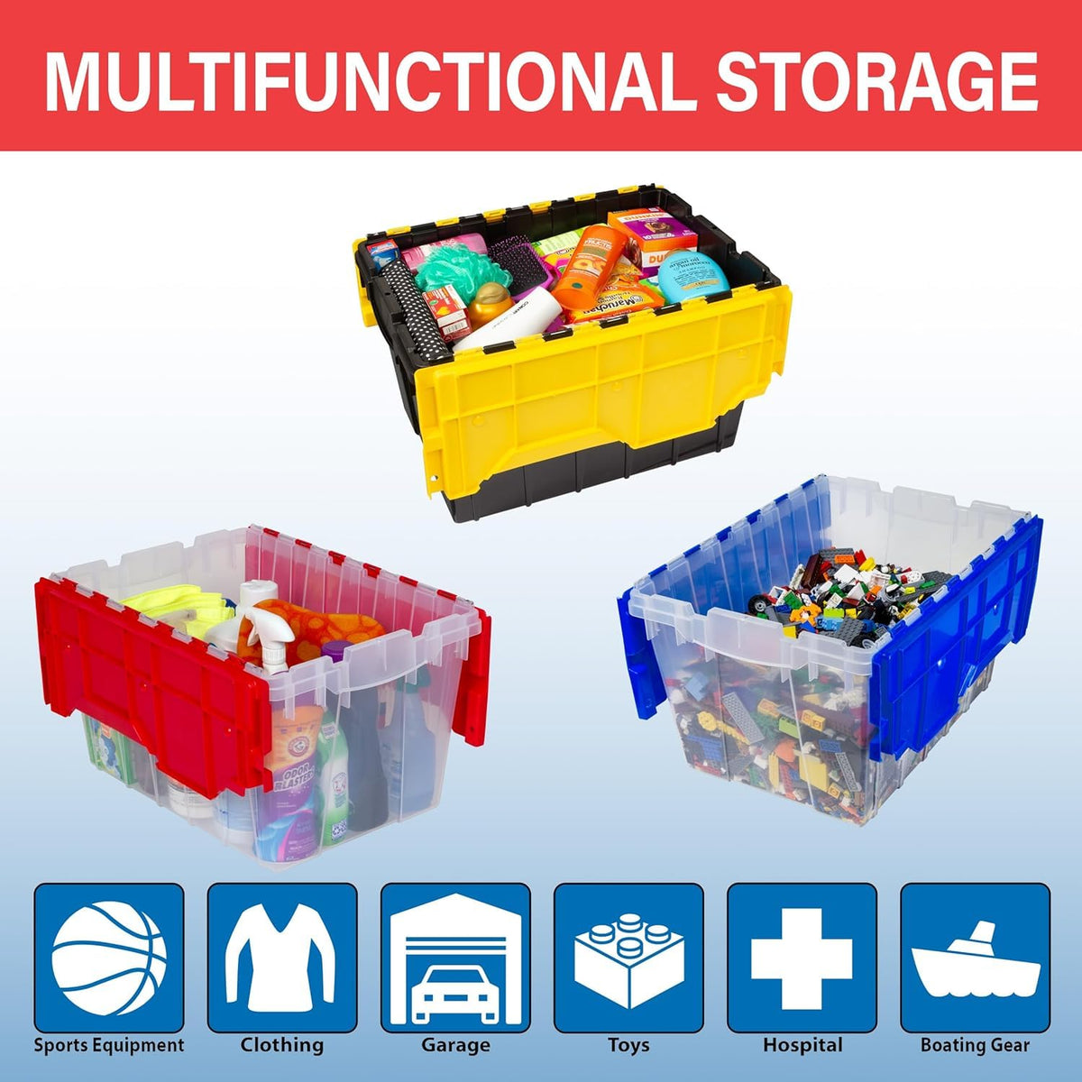12 Gal Stackable Storage Box with Attached Lid E283246