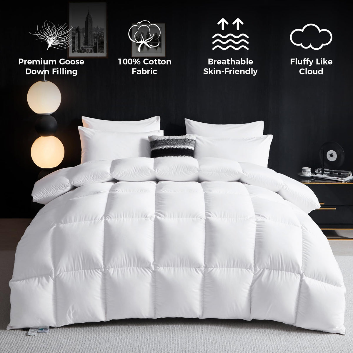 Goose Down Comforter King Organic Cotton Duvet Insert G260762