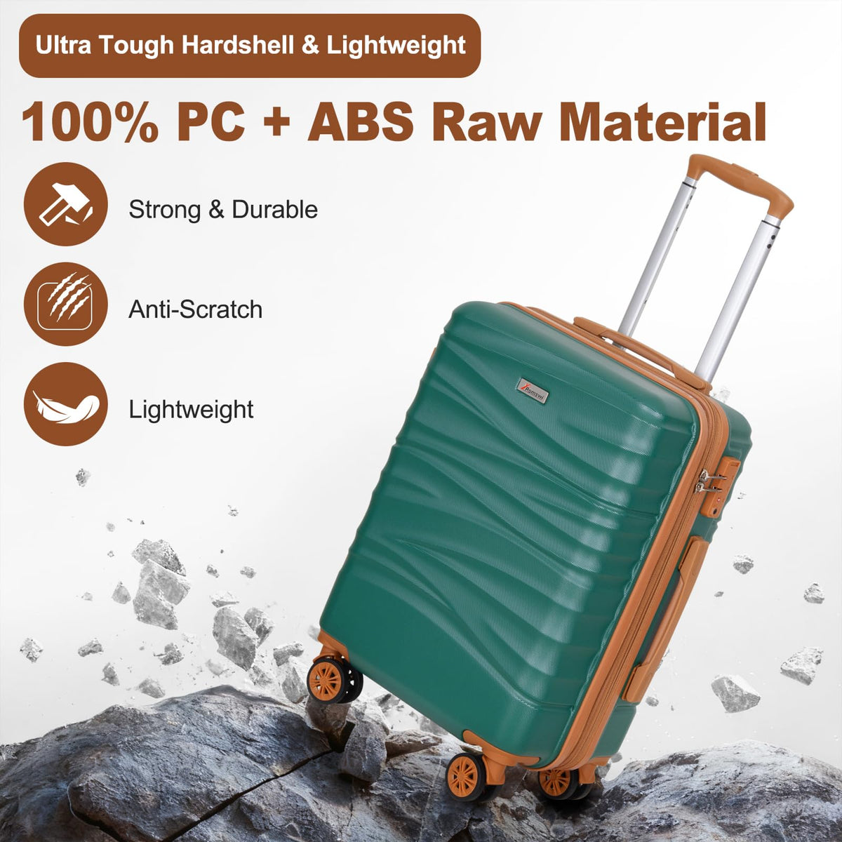 Green Expandable Hardshell Carry On Luggage I551718