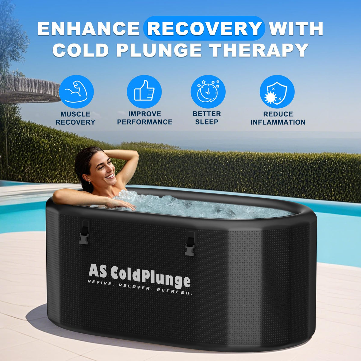 216 Gallon Inflatable PVC Ice Bath Tub with Insulated Lid G144007