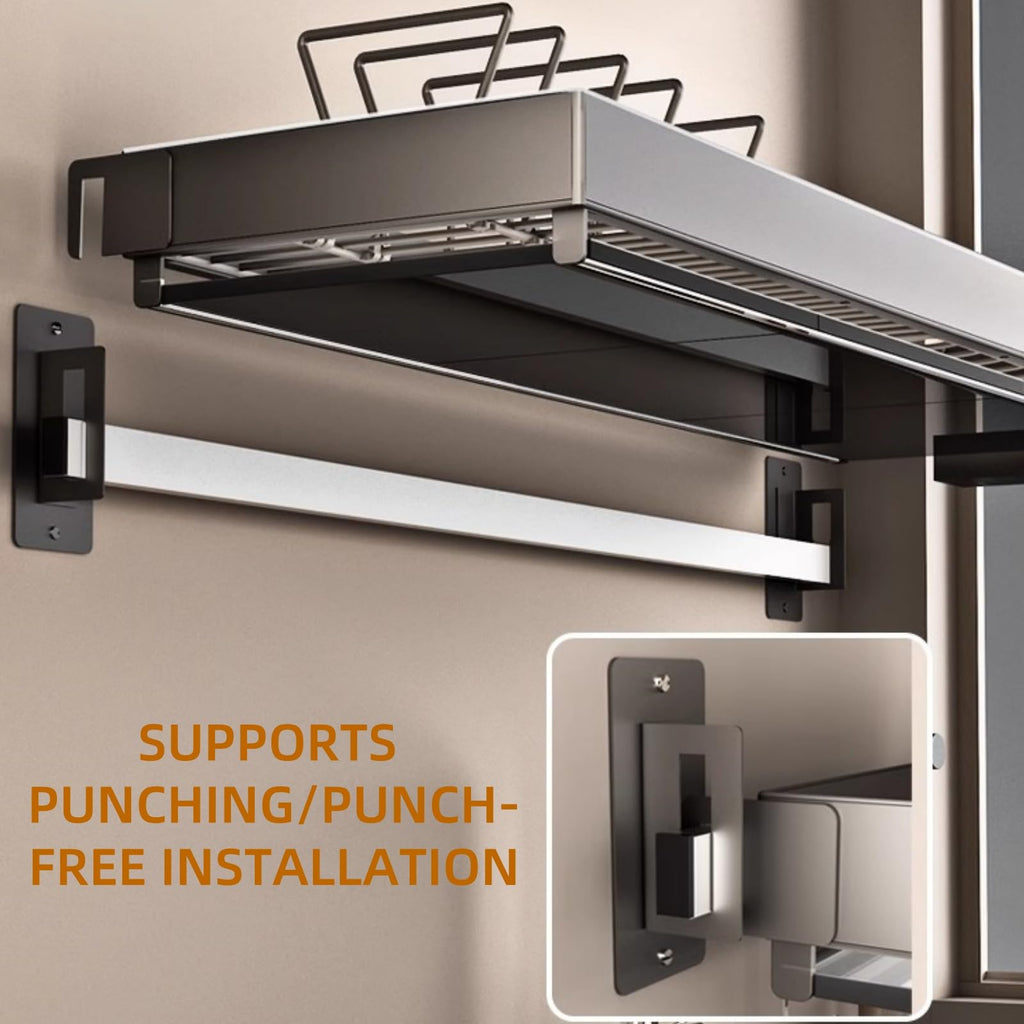 Wall-Mounted Stainless Steel Dish Drying Rack with Cutlery Holder V6862