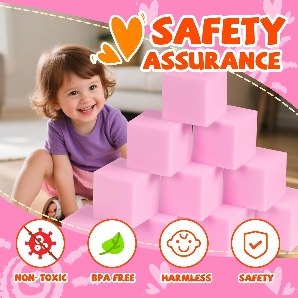 5 Inch Foam Cubes, 48-Pack Light Pink W229