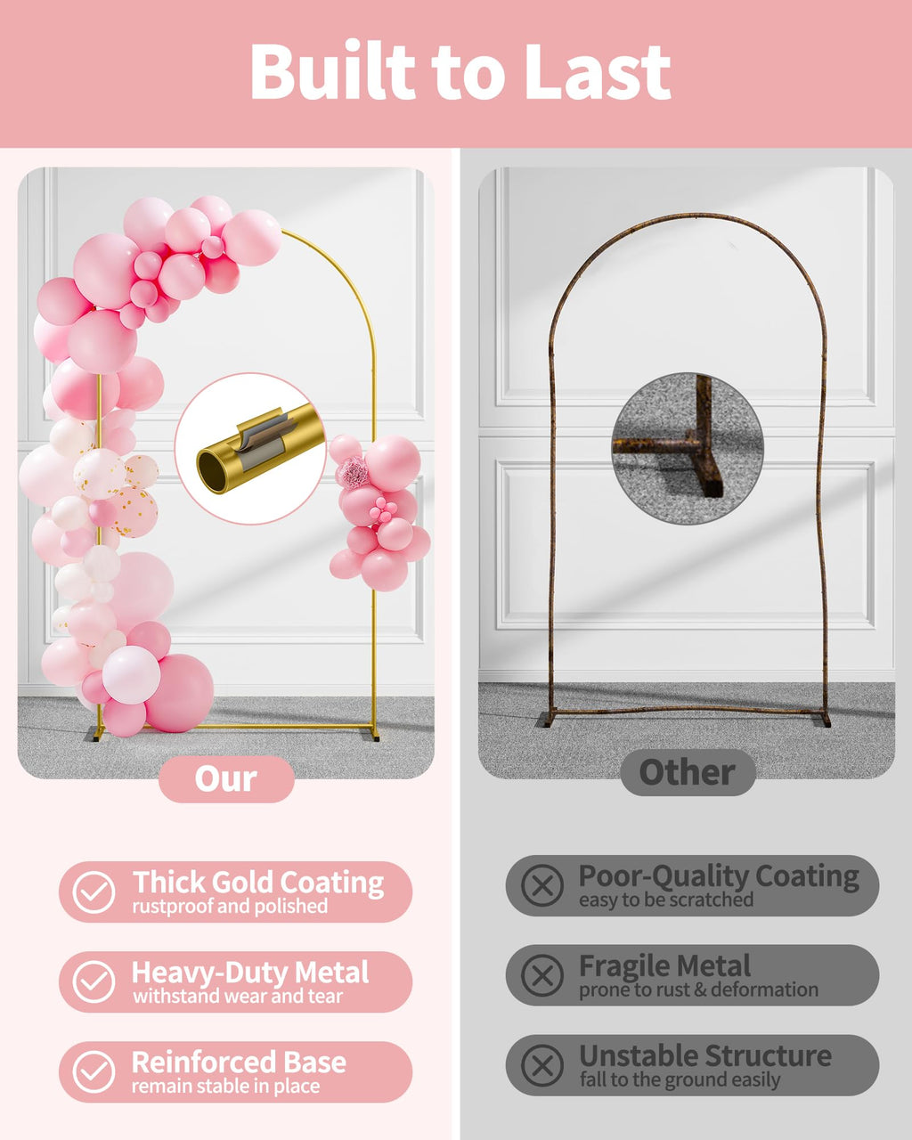 Gold Arch Backdrop Stand Set Metal Set of 2 B294