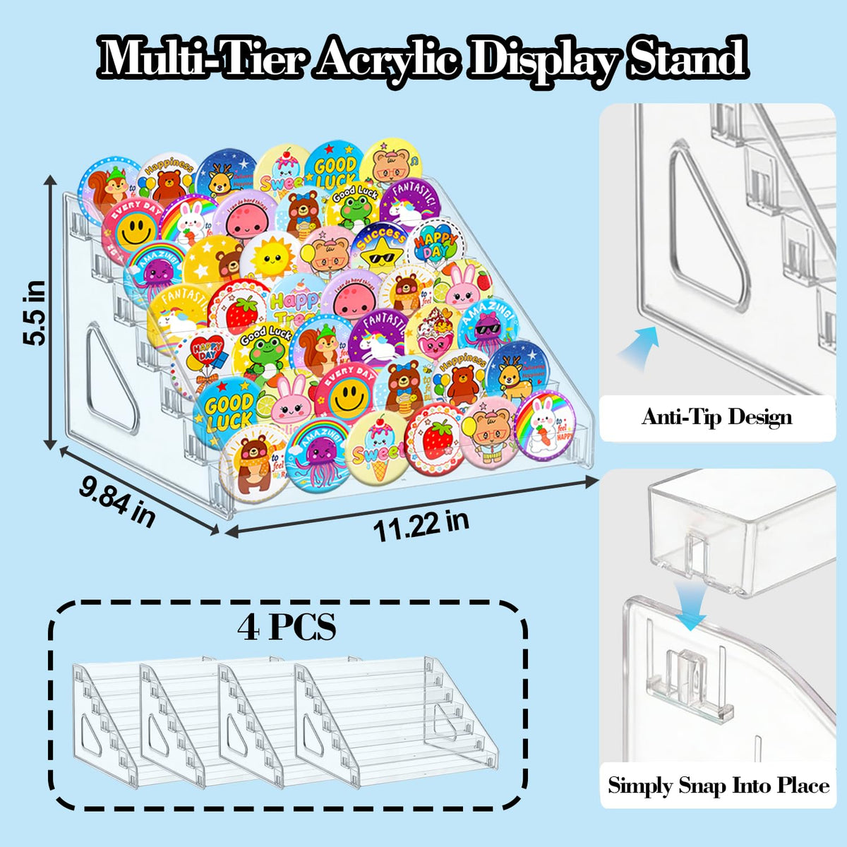 4 Pack 7 Tier Clear Acrylic Display Stand K3713