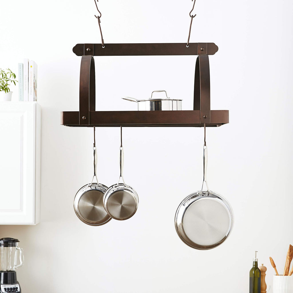 Hanging Pot Rack with Grid & 24 Hooks Q36898