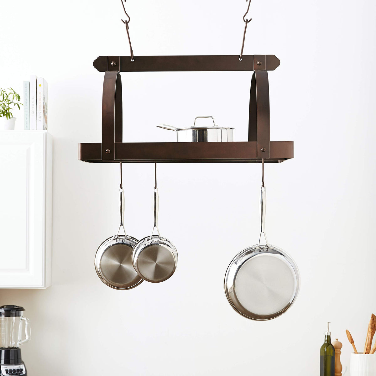 Hanging Pot Rack with Grid & 24 Hooks Q36898