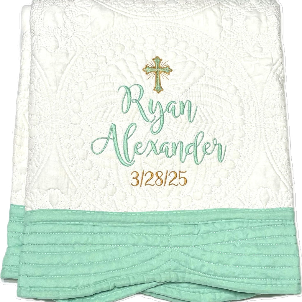 Custom Embroidered Baby Quilt Blankets, 2 Sizes F490