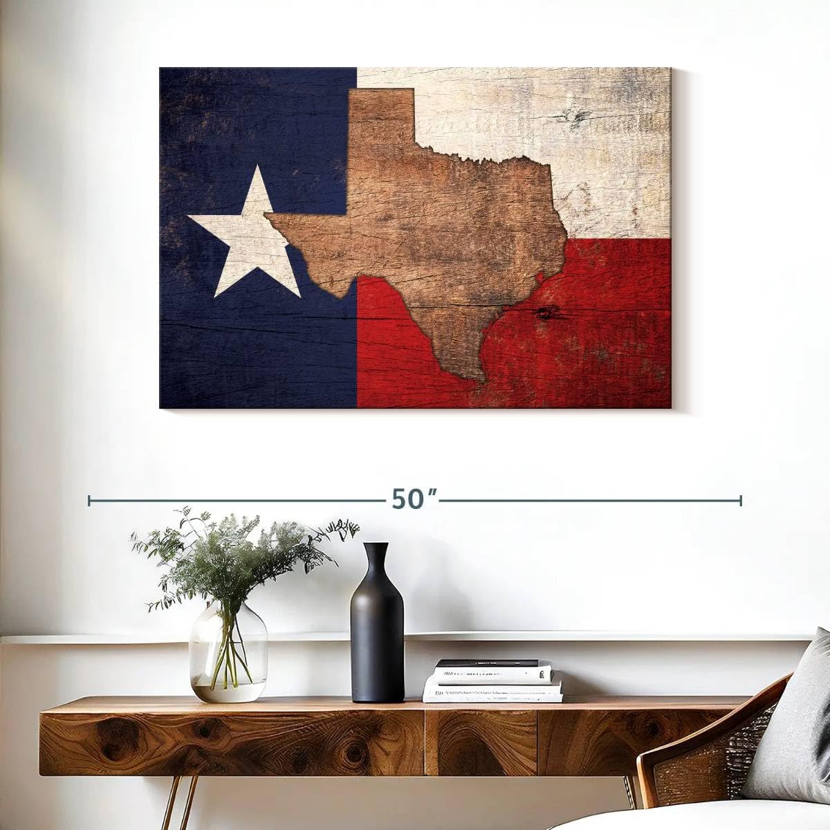 Texas Flag Horizontal Wrapped Canvas Wall Art W70993