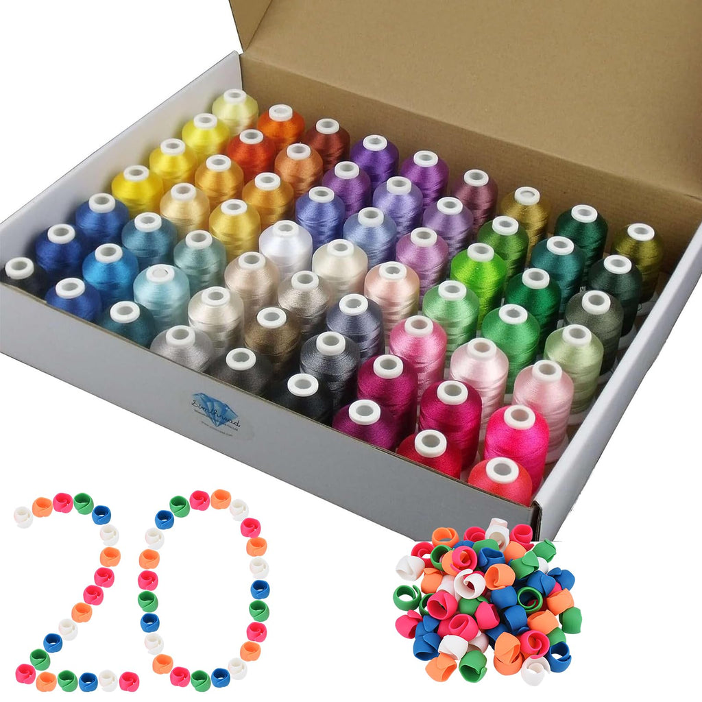 63 Colors Polyester Embroidery Machine Thread + 20 Thread Holder Kit N7456