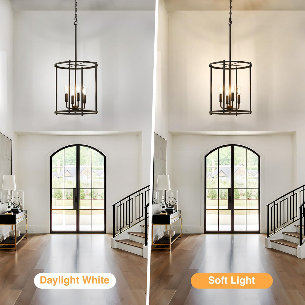Black 4-Light Lantern Ceiling Light Fixture L935