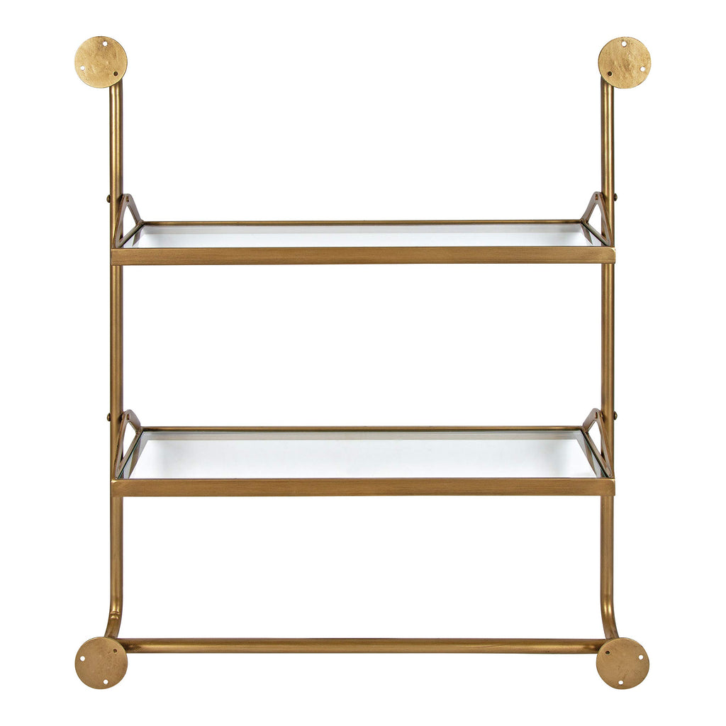 Gold Wall Shelf with Glass Shelves M27326
