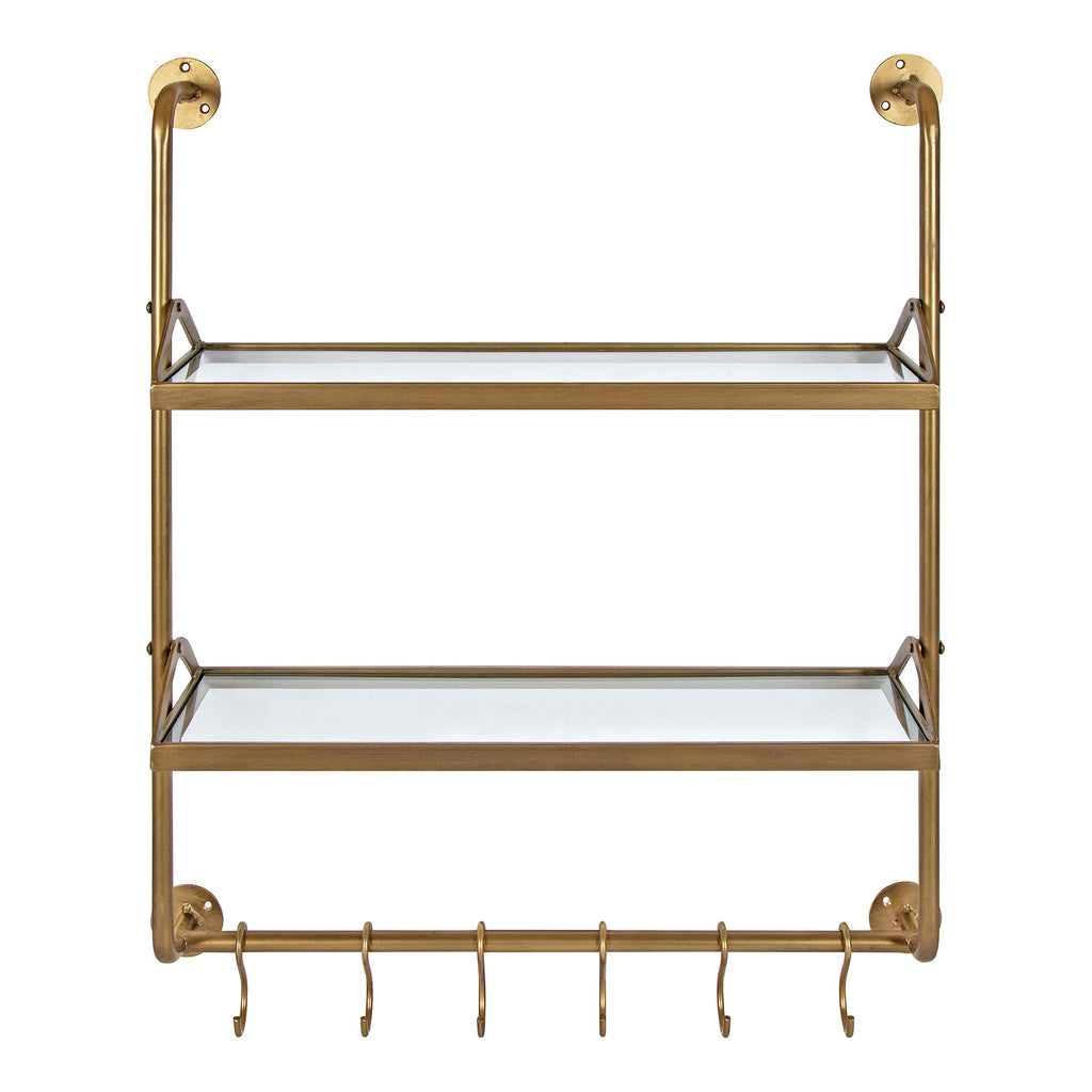 Gold Wall Shelf with Glass Shelves M27326
